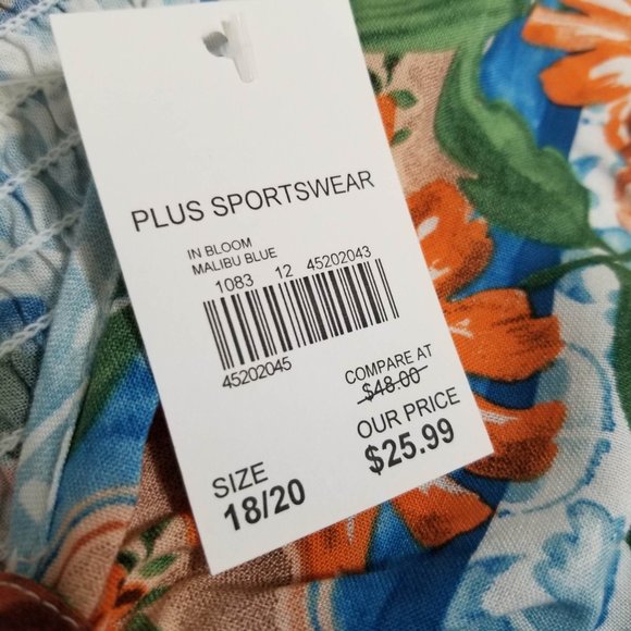 Top, Blouse. Aqua Coral Teal Multi, Floral Print. Cato Brand. Size 18/20W. NWT. - Picture 12 of 15